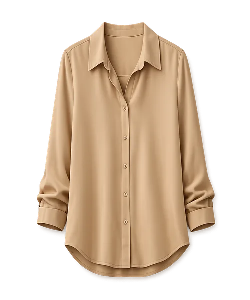 Camel tencel drape shirt